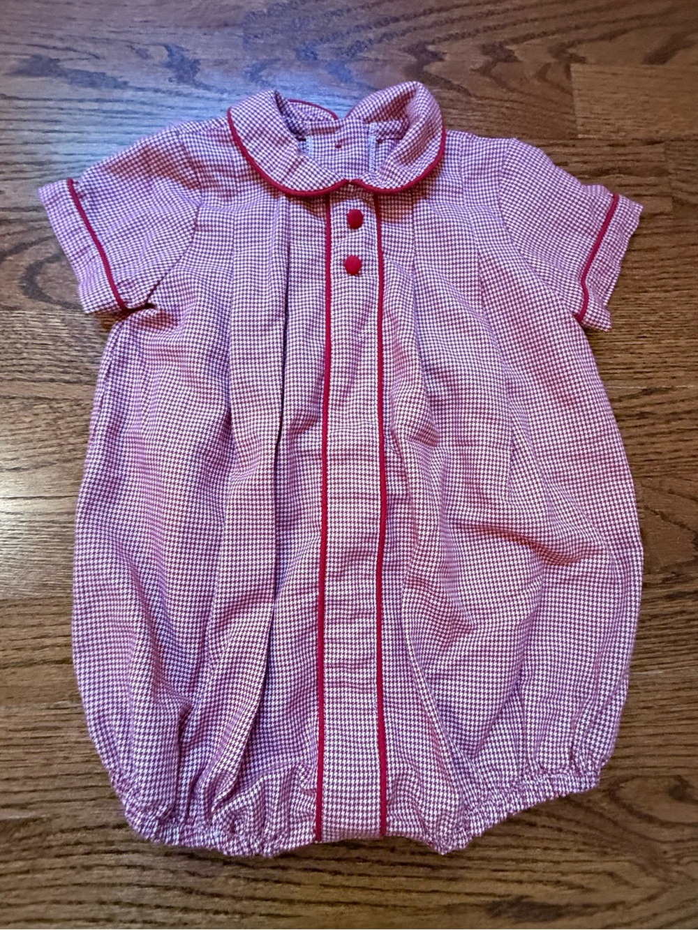 Vintage Frankie Red Gingham Bubble Romper 9 Months